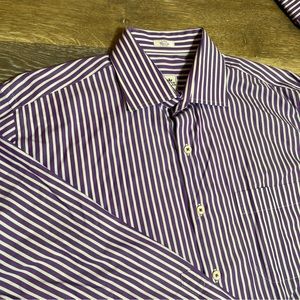 Peter Millar Mens Shirt Large 100% Cotton Long Sleeve Button Down Purple